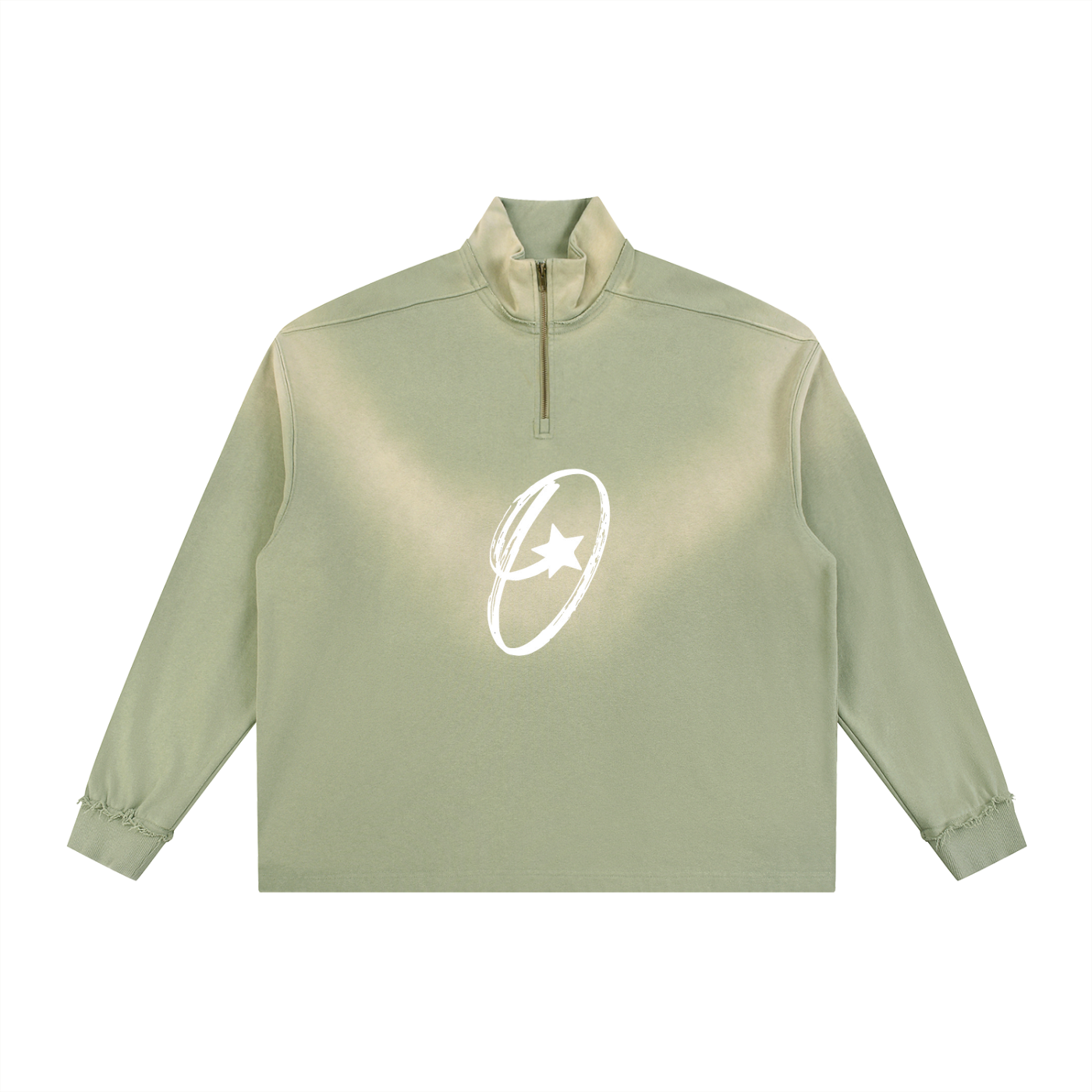 Sun Fade Raw Edge Quarter-Zip Sweatshirt
