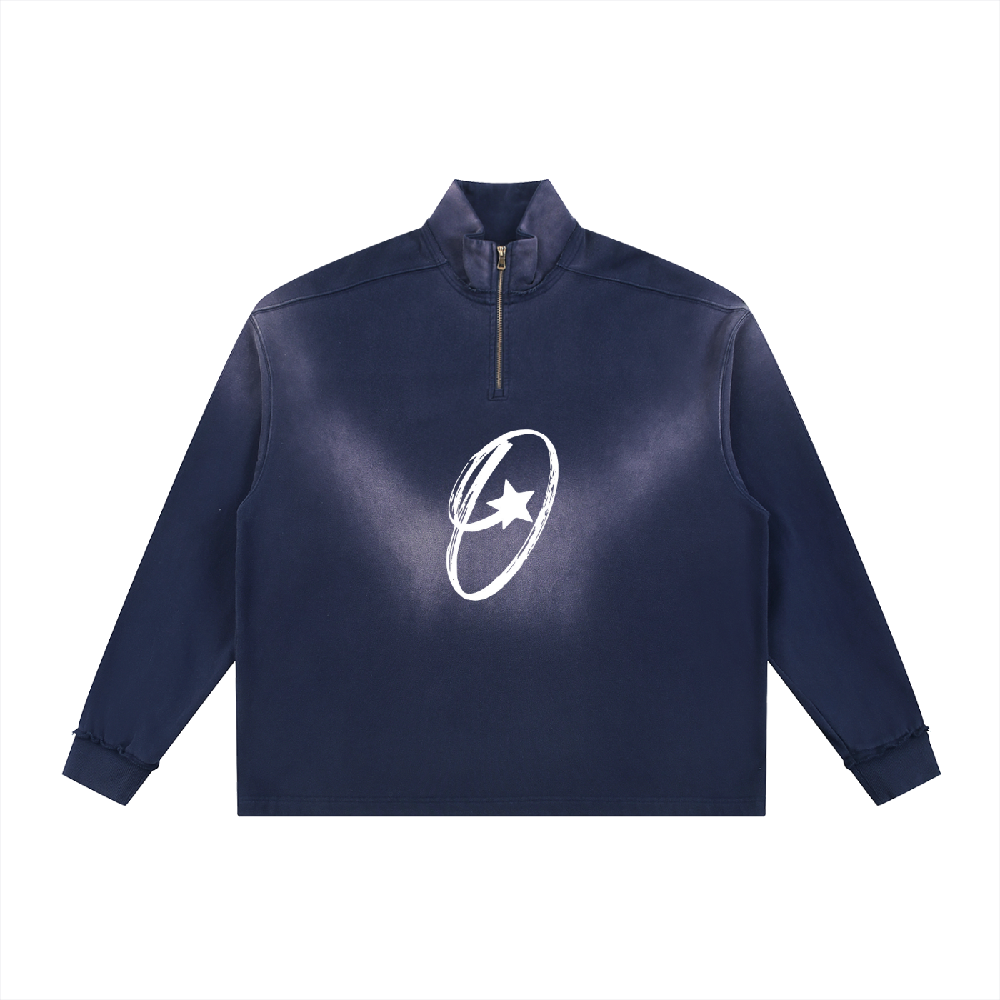 Sun Fade Raw Edge Quarter-Zip Sweatshirt