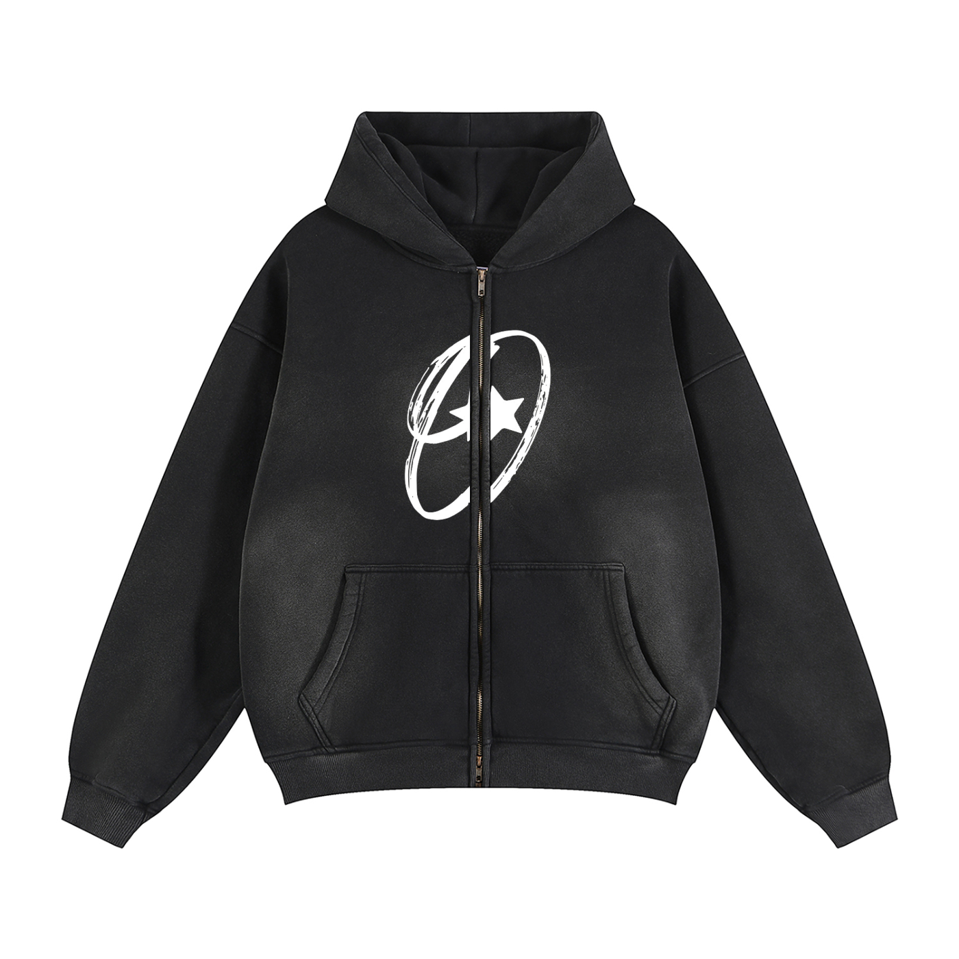 Sunfade Two-way Zipper Boxy Fleece Hoodie