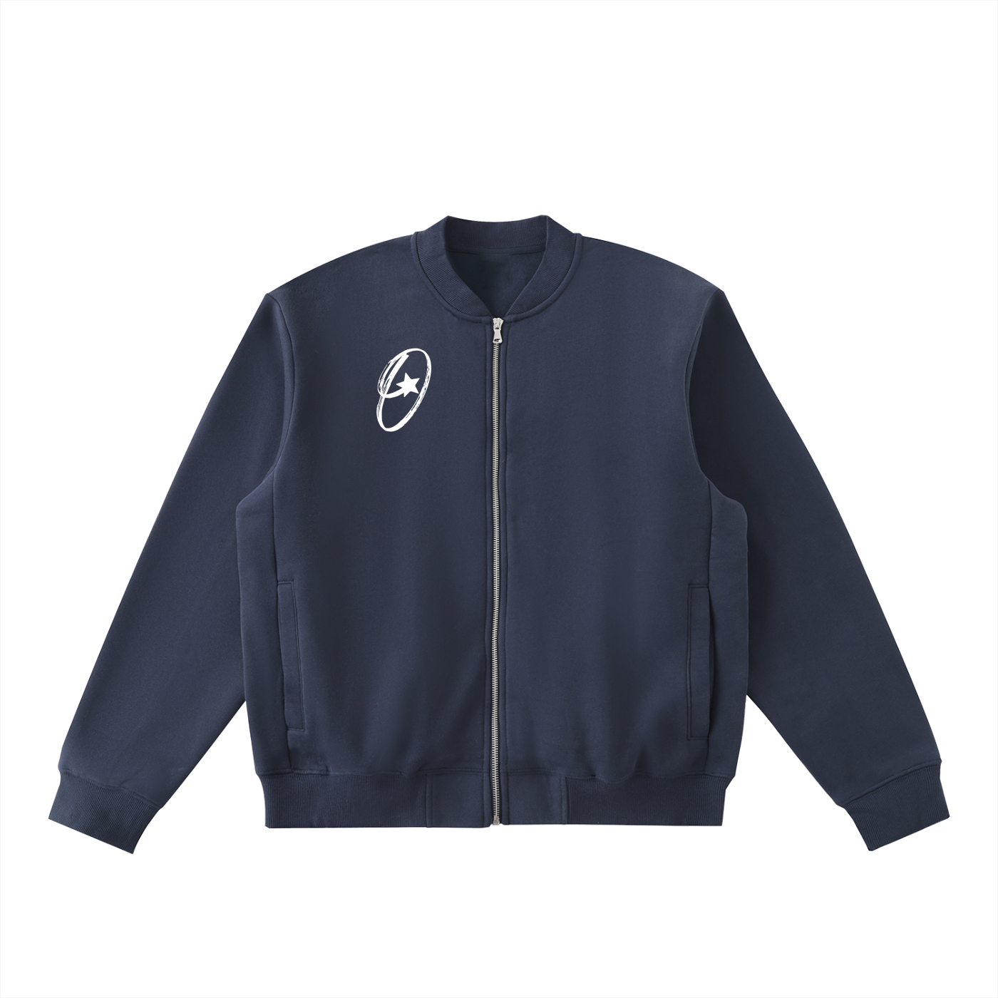 Essential Zip-Up Fleeced Varsity Jacket