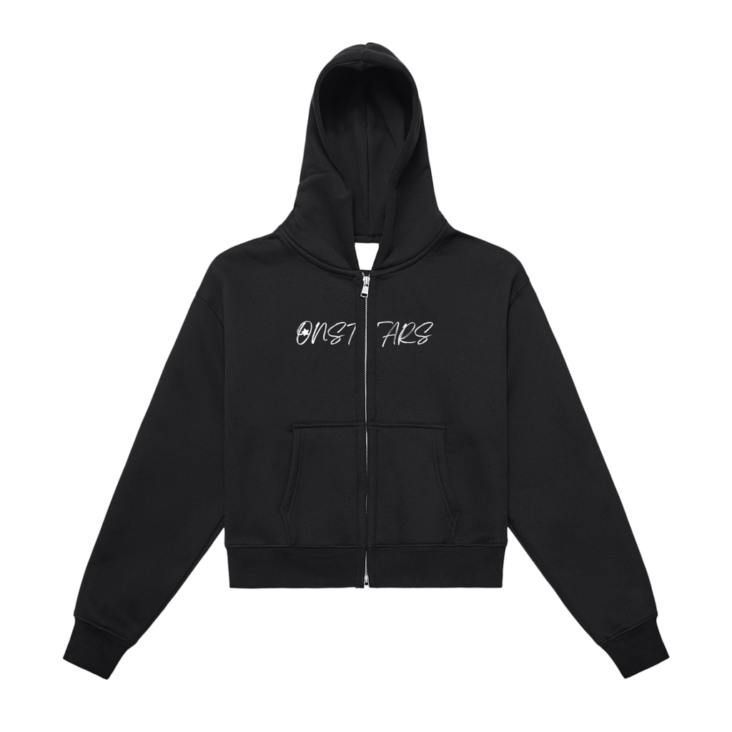 Fleeced Zip-Up Cropped Hoodie