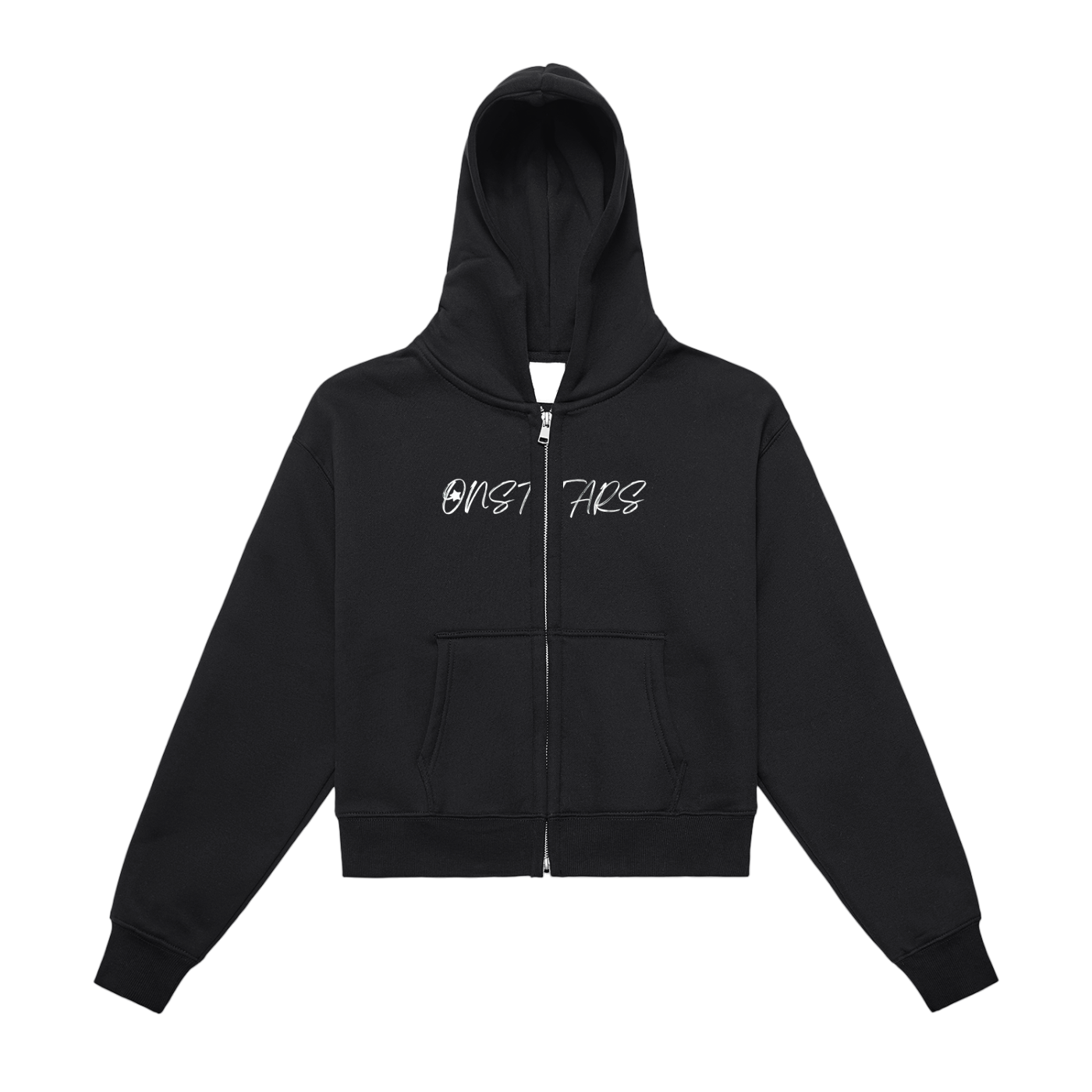 Fleeced Zip-Up Cropped Hoodie