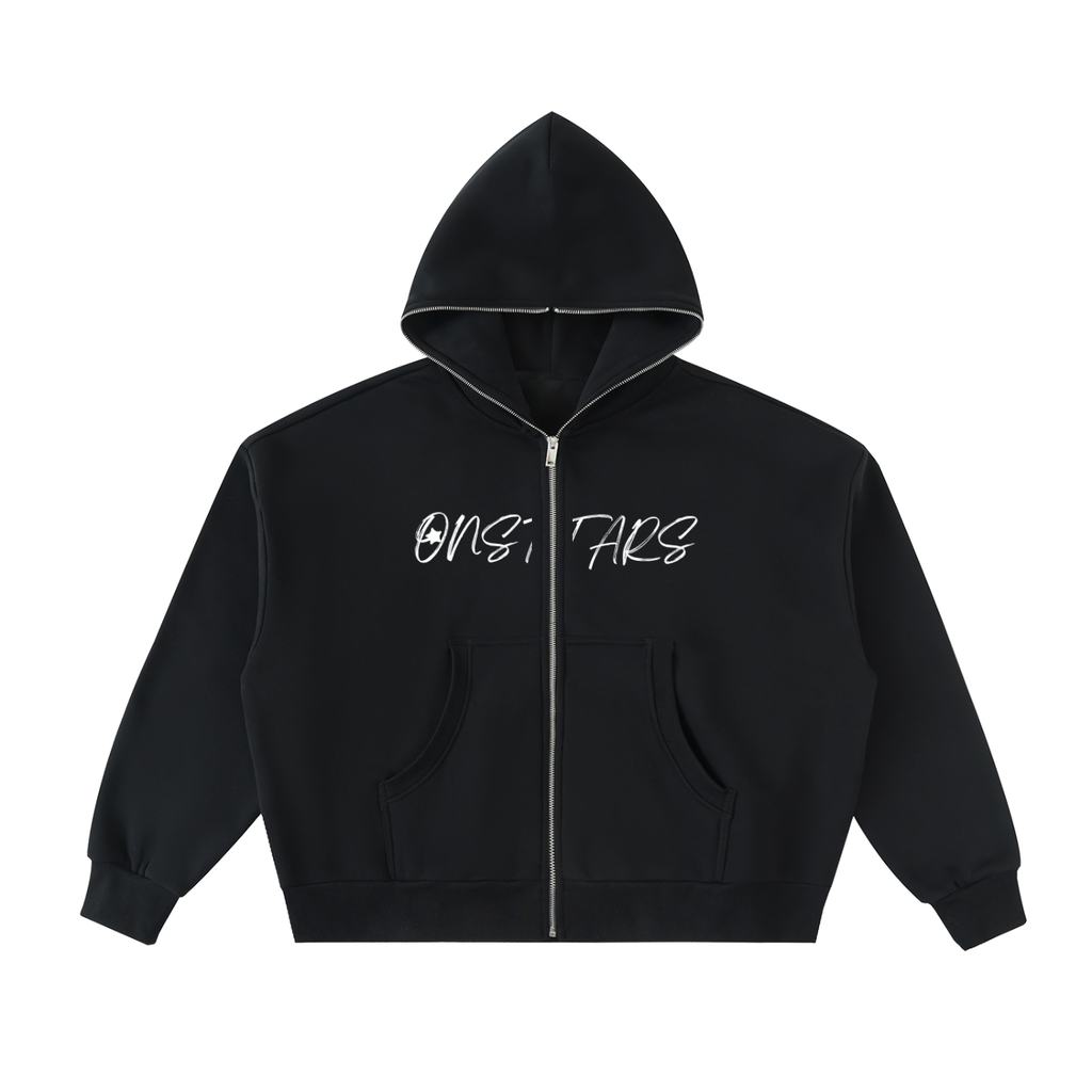 Fleeced Full-Zip Boxy Hoodie