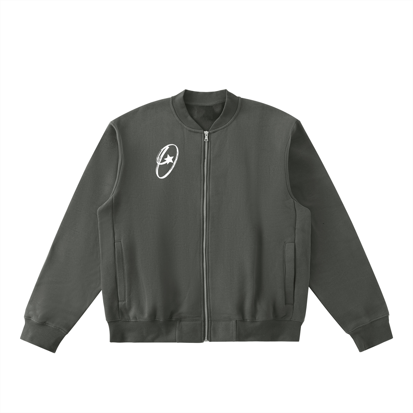 Essential Zip-Up Fleeced Varsity Jacket