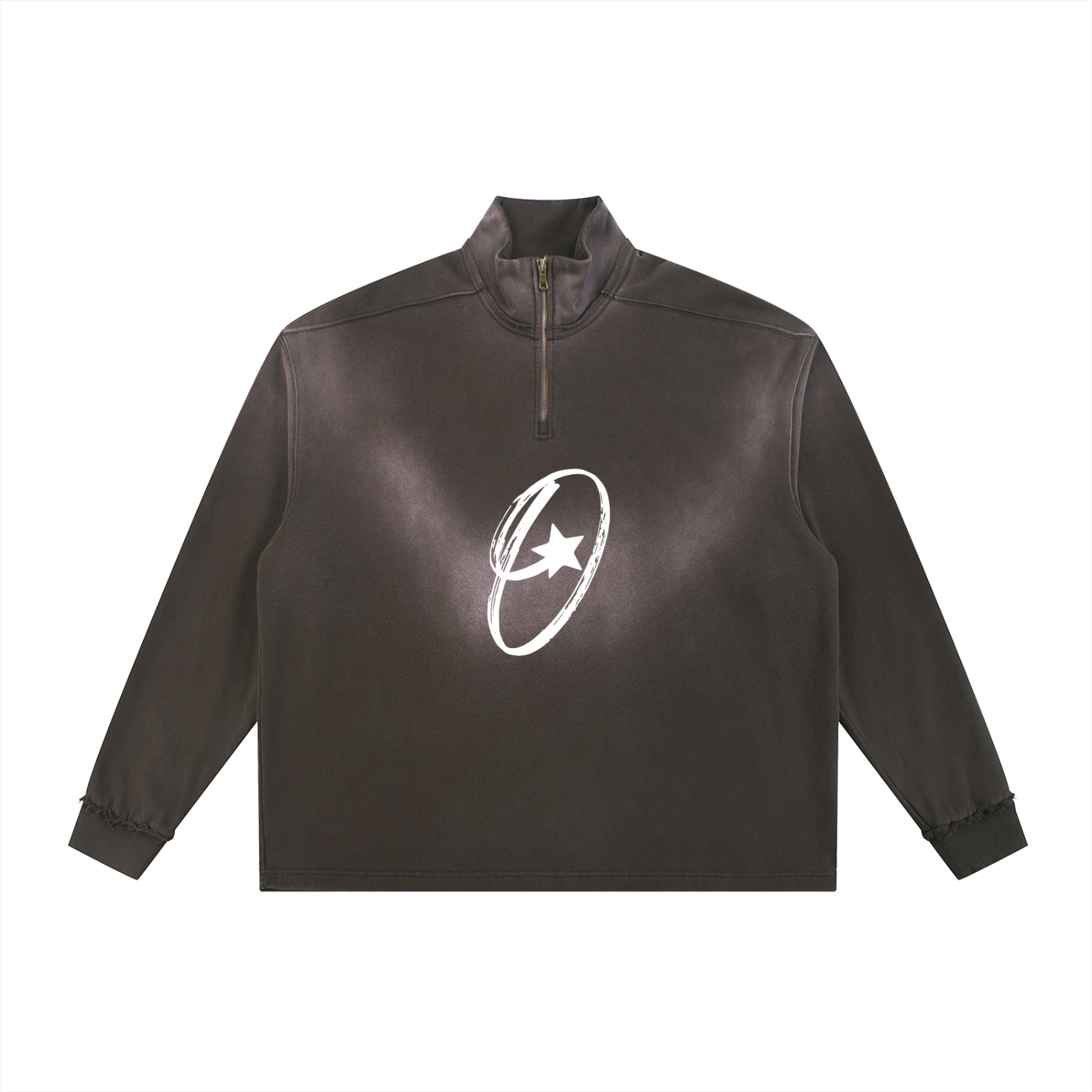 Sun Fade Raw Edge Quarter-Zip Sweatshirt